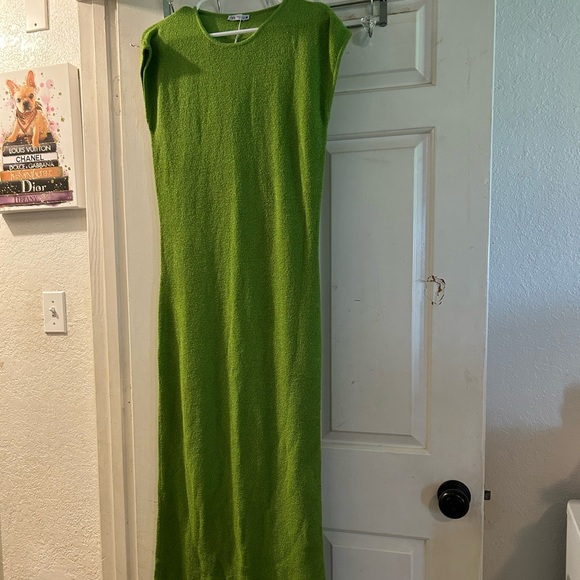 Zara Dresses & Skirts - Zara Bright Lime Green Sleeveless Maxi Dress